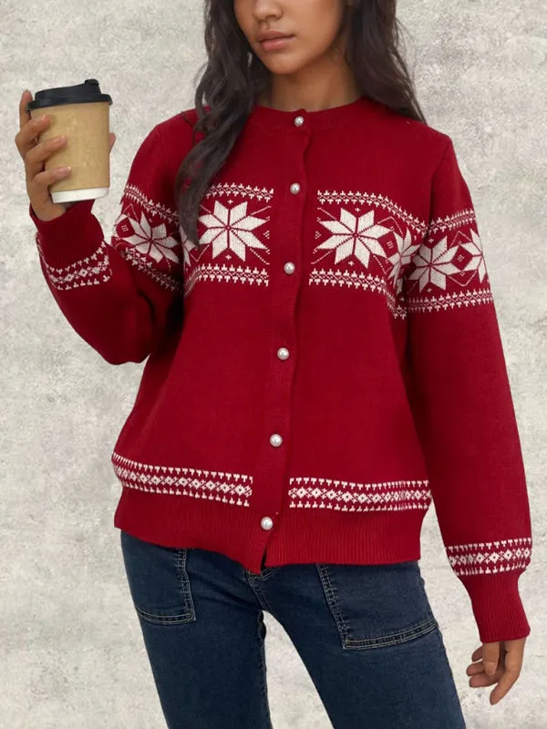 Cozy Knit Snowflake Cardigan for Stylish Winters