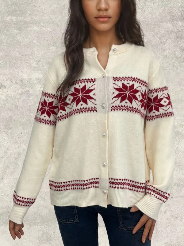 Cozy Knit Snowflake Cardigan for Stylish Winters