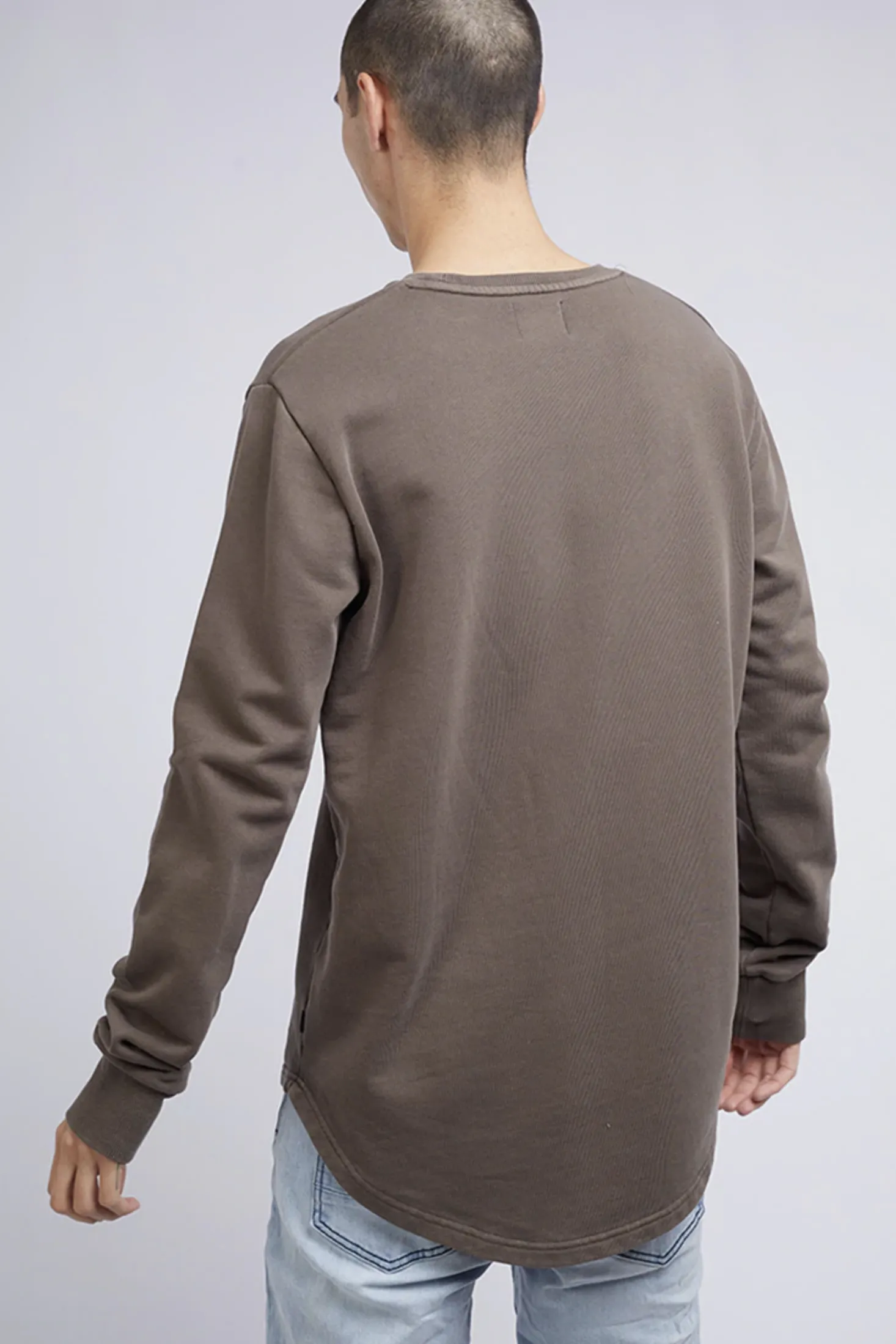 Curved Hem Crew Earth Brown