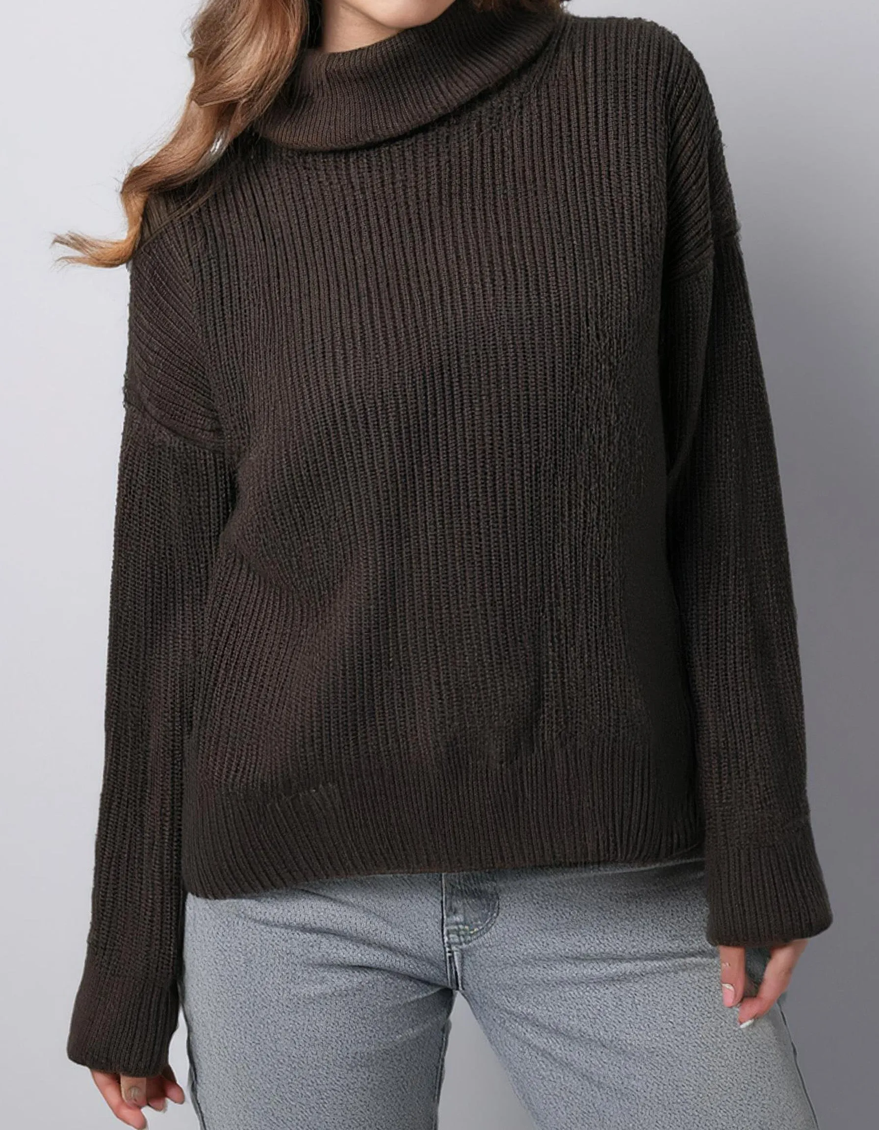 Dark Brown Loose Fit Pullover