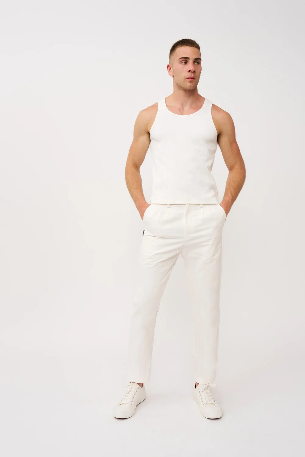 Dean Pleat Front Pant - Ivory