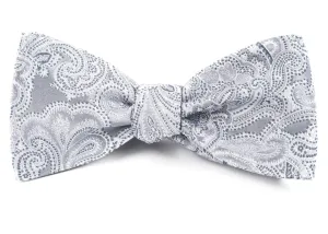 Designer Paisley Silver Bow Tie