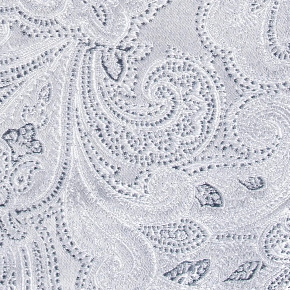 Designer Paisley Silver Pocket Square