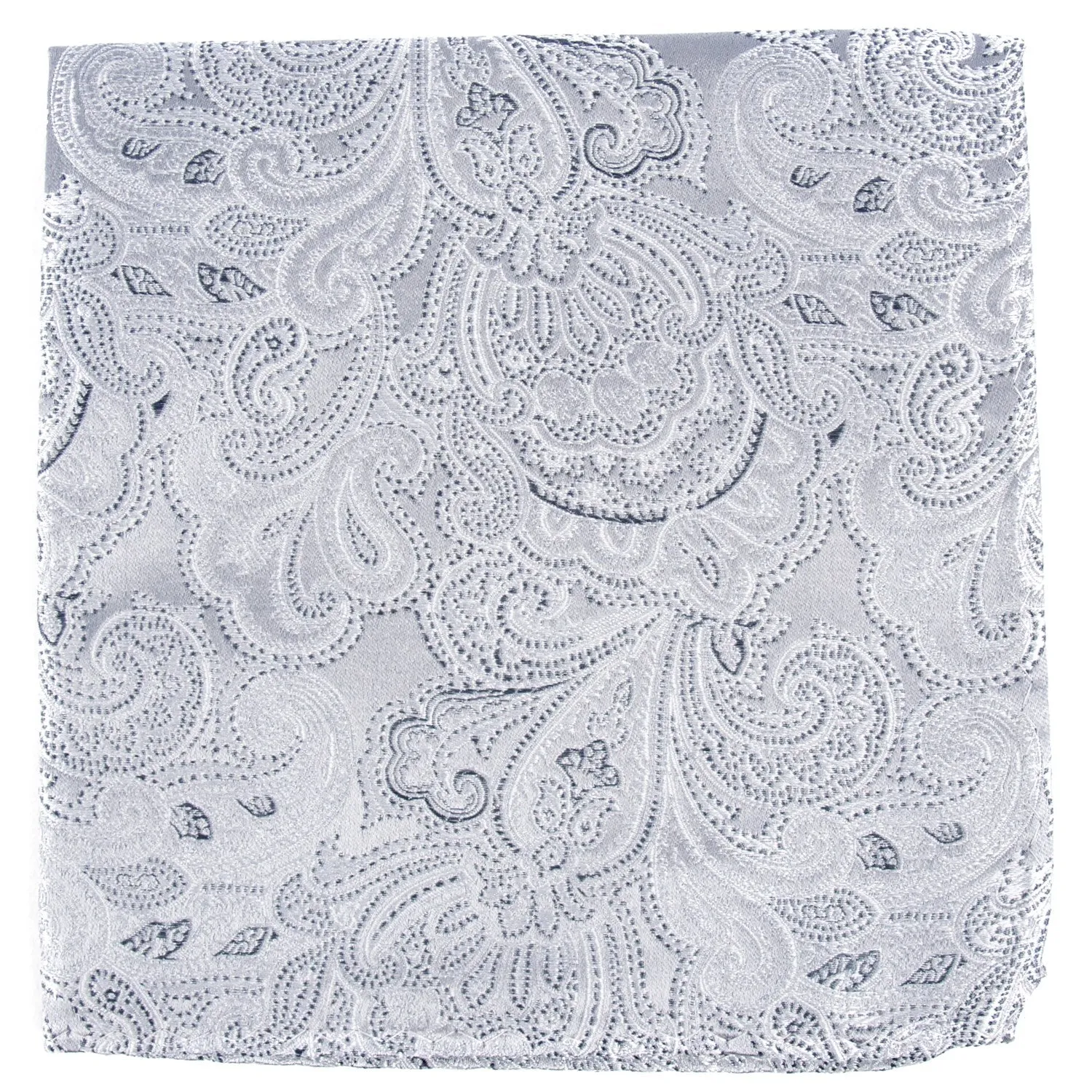 Designer Paisley Silver Pocket Square