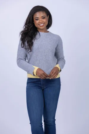 dh New York Double Cuff Crew Neck Sweater in Quarry Combo