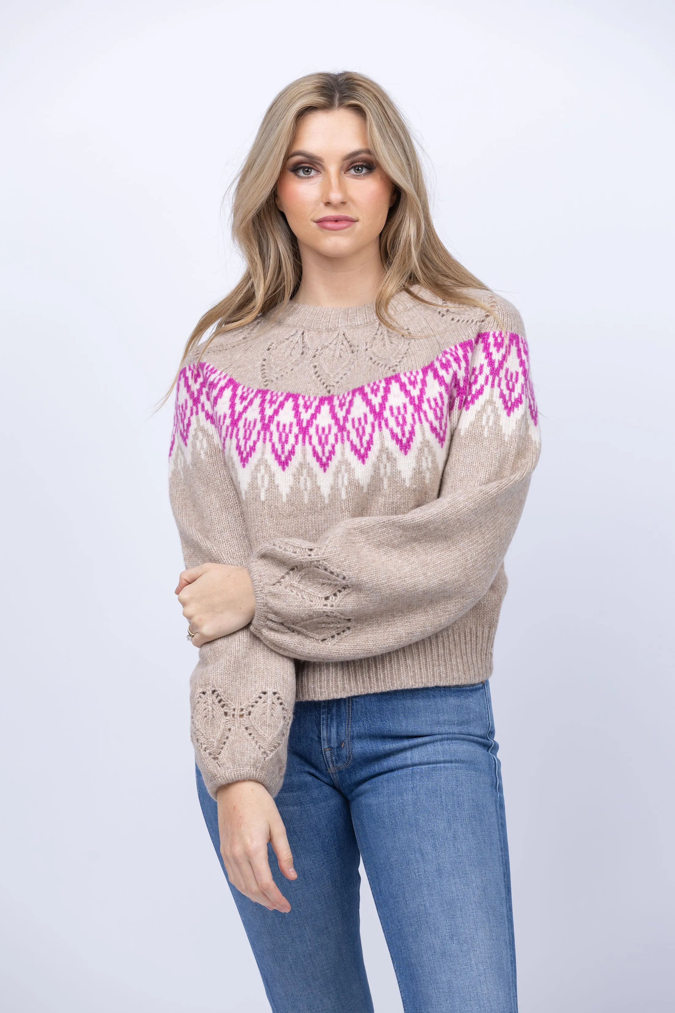 DH New York Hannah Sweater in Magenta Combo