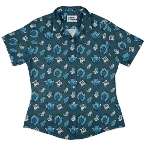 Dice Critters Blue Monochrome Curvy Button Up Shirt