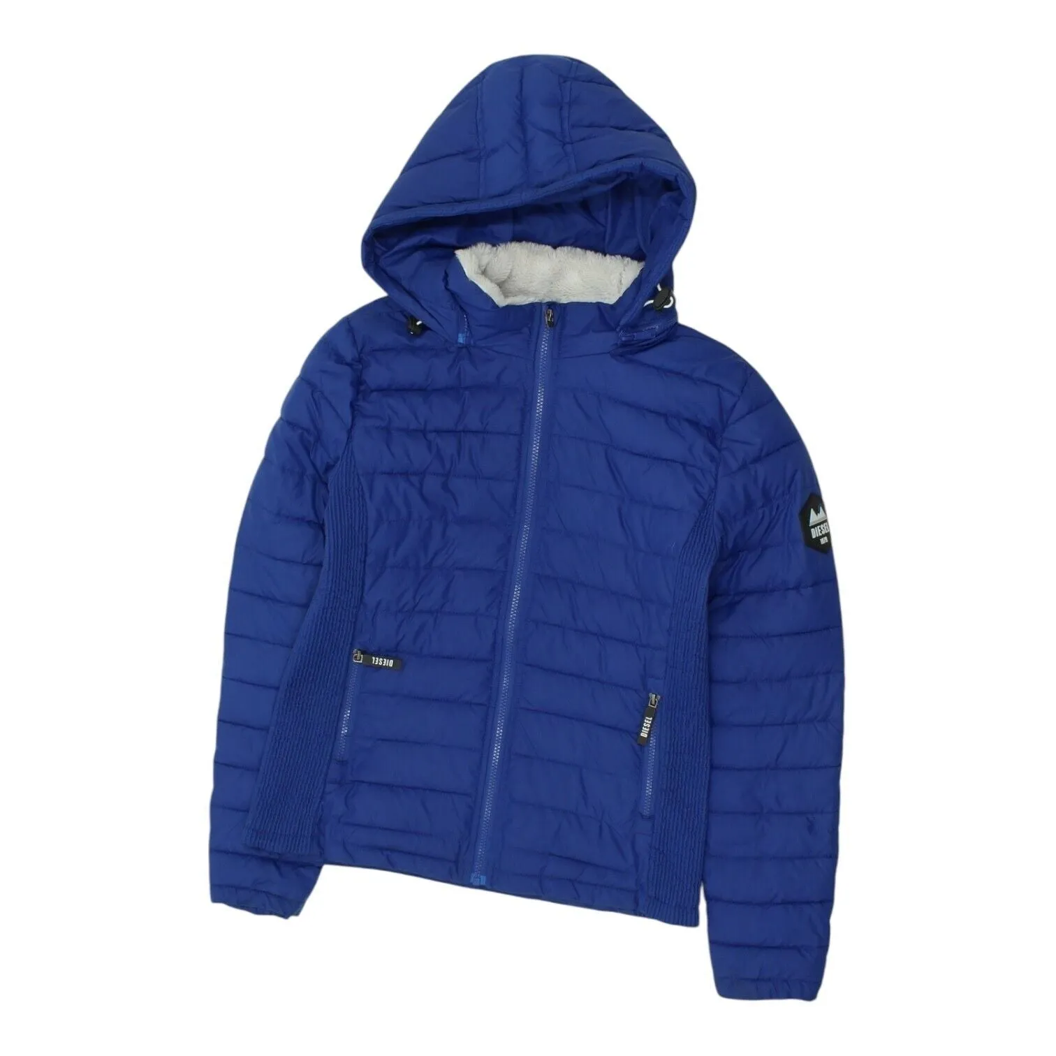 Diesel Womens Blue Quilted Hoodie Puffer Jacket | Casual Designer Outdoors Coat