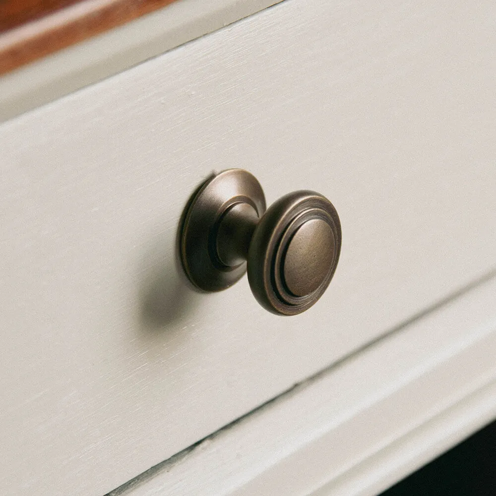 Distressed Antique Brass Stepped Cushion Cabinet Knob