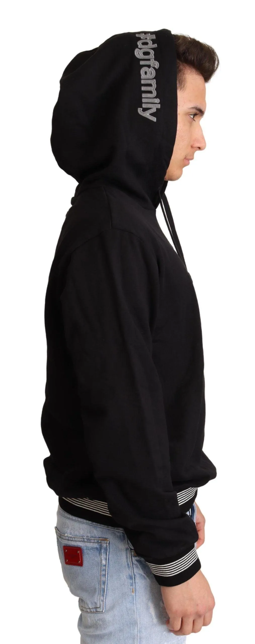 Dolce & Gabbana Black Cotton Hooded #dgfamily Sweater