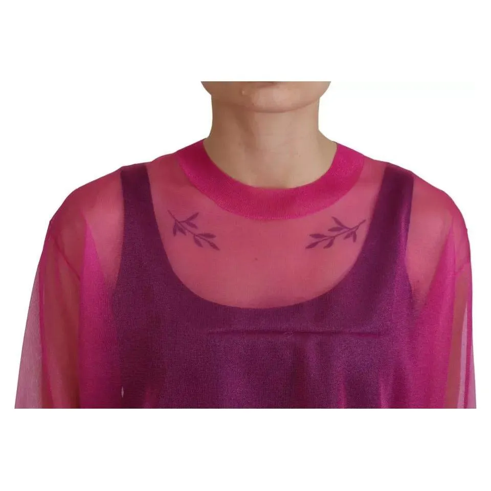 Dolce & Gabbana Fuchsia Polyester Crewneck Pullover Sweater