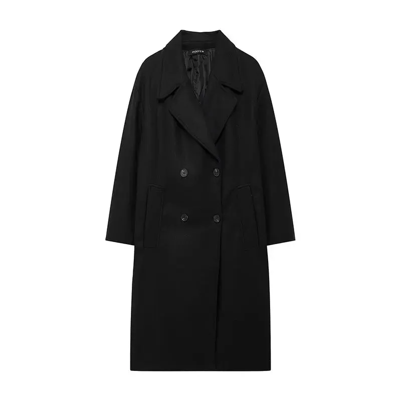 Elegant STEFF wool trench coat with pockets peacoat