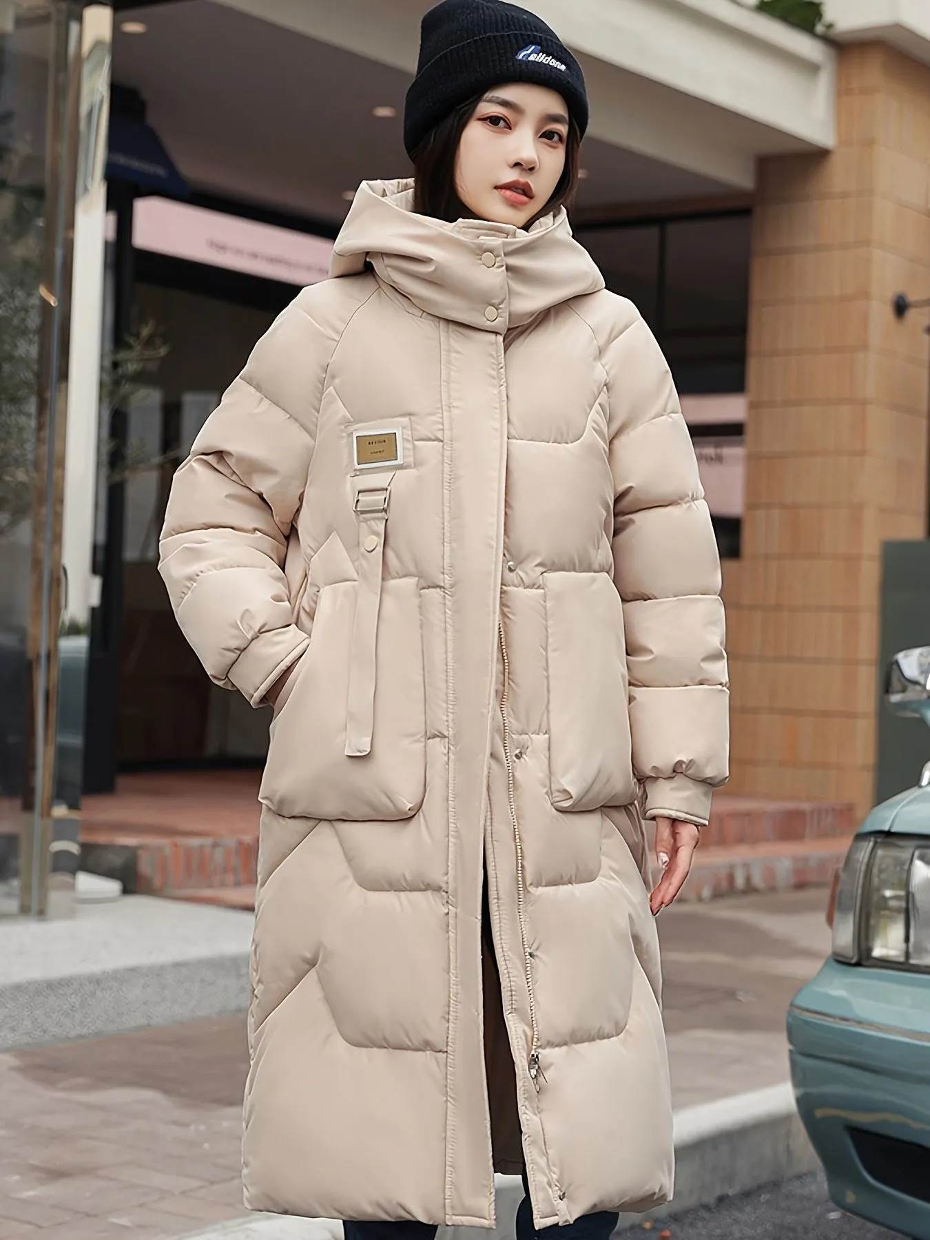 Elegant Warm Long Puffer Winter Jacket with Hood for Women | Ideal for Winter