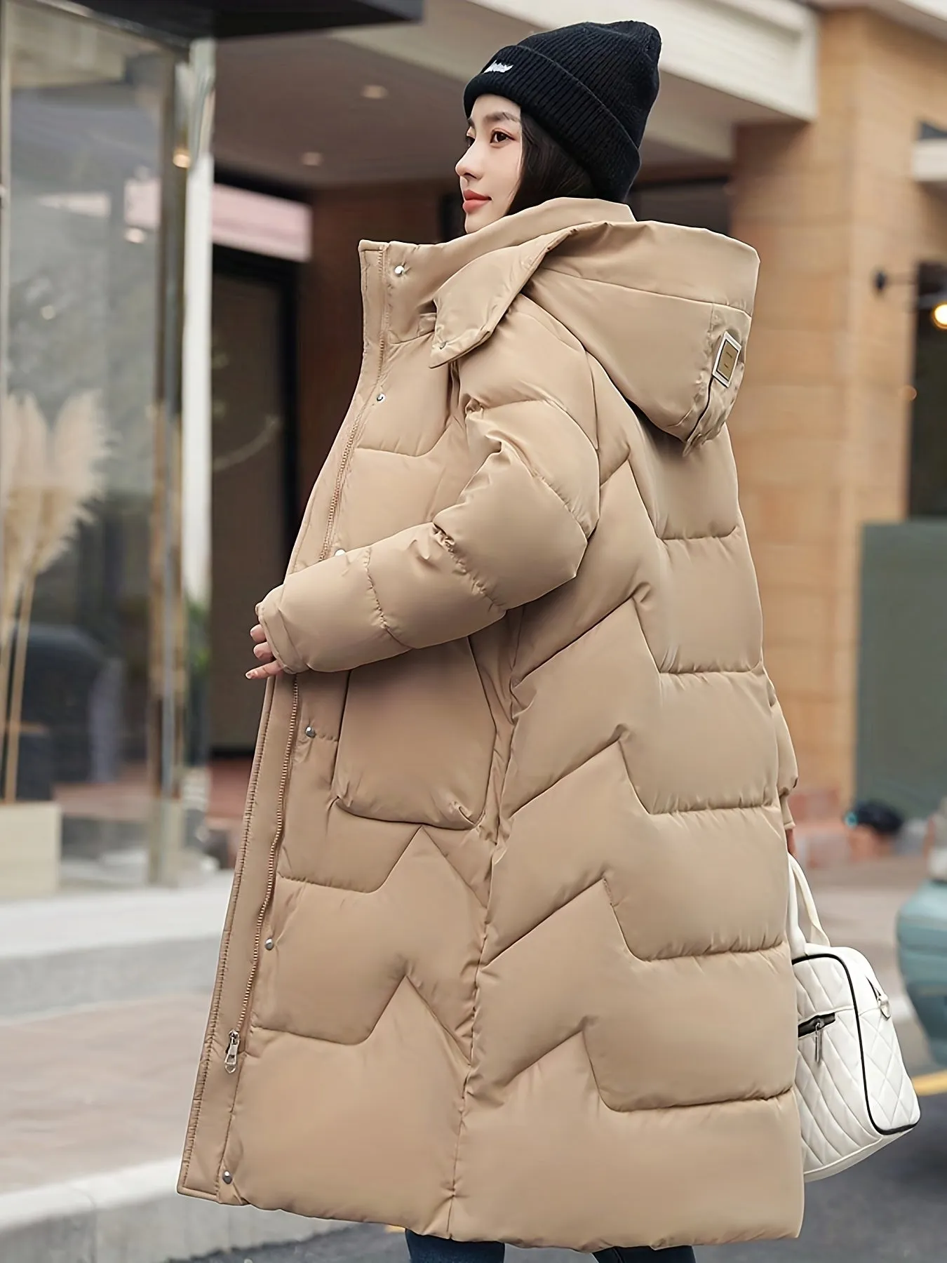 Elegant Warm Long Puffer Winter Jacket with Hood for Women | Ideal for Winter