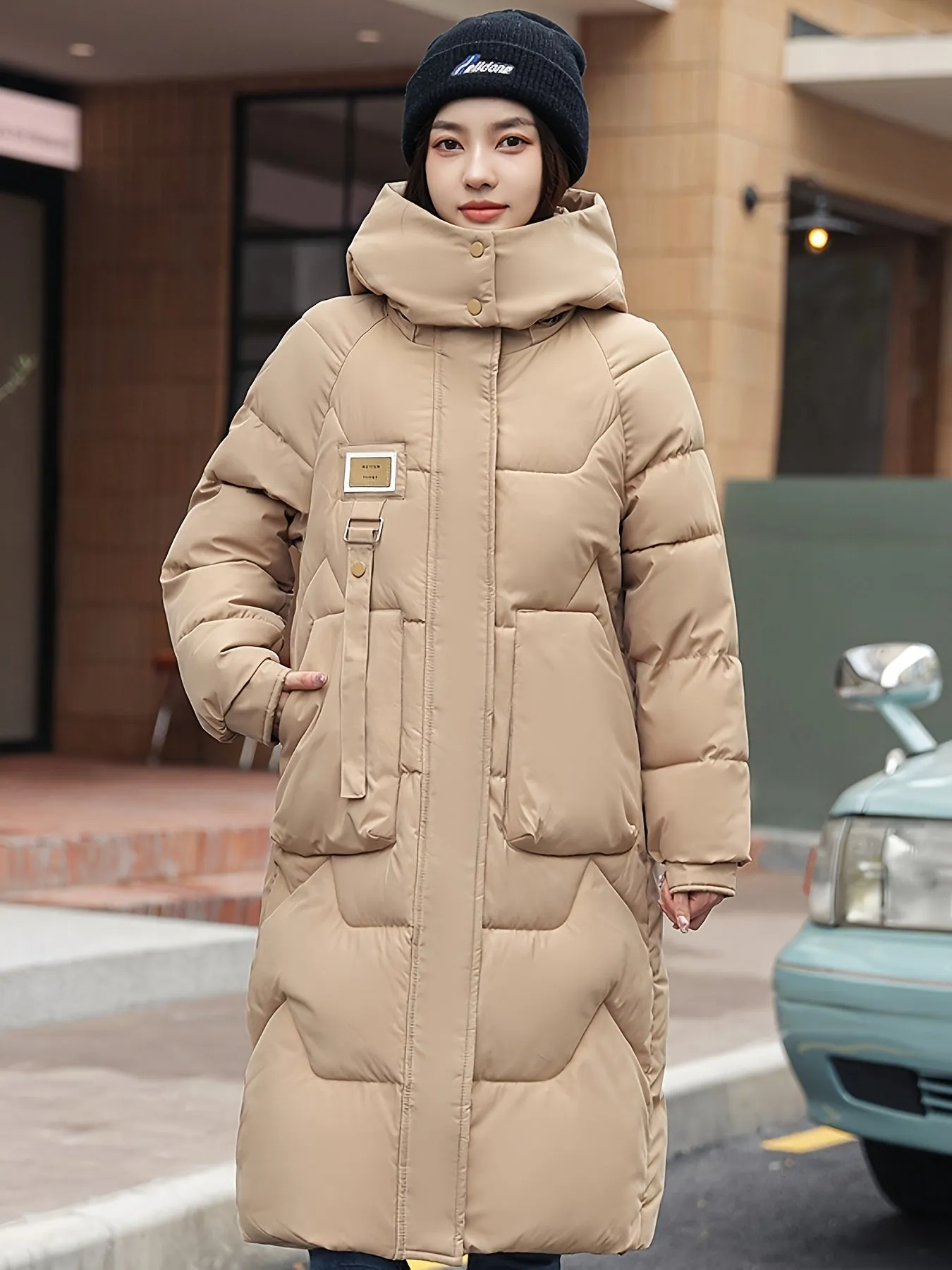 Elegant Warm Long Puffer Winter Jacket with Hood for Women | Ideal for Winter