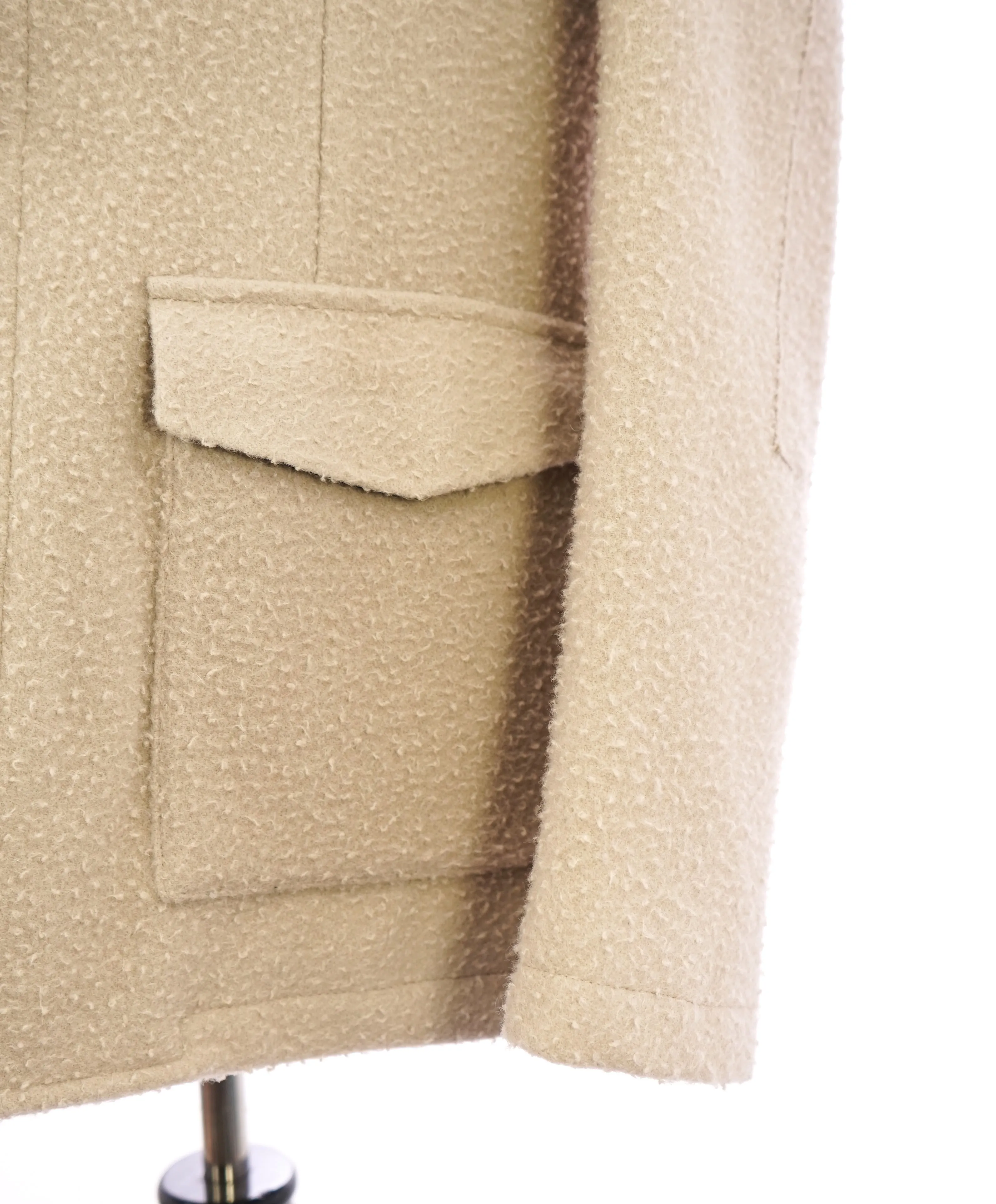 ELEVENTY - Cream Textured Wool Military Coat W Quilted Lining - 40US