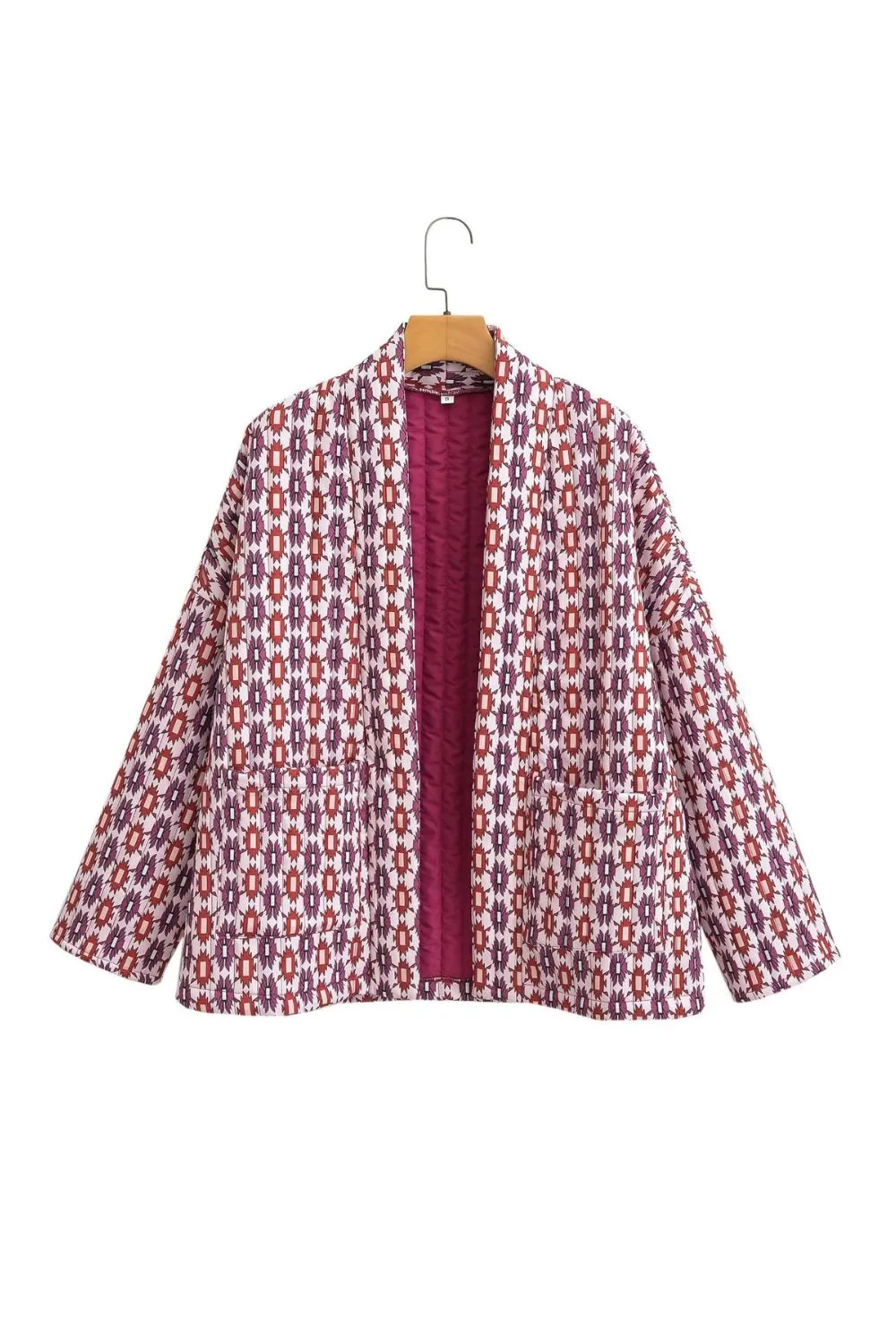 'Elizabeth' Printed Quilted Jacket Open Coat