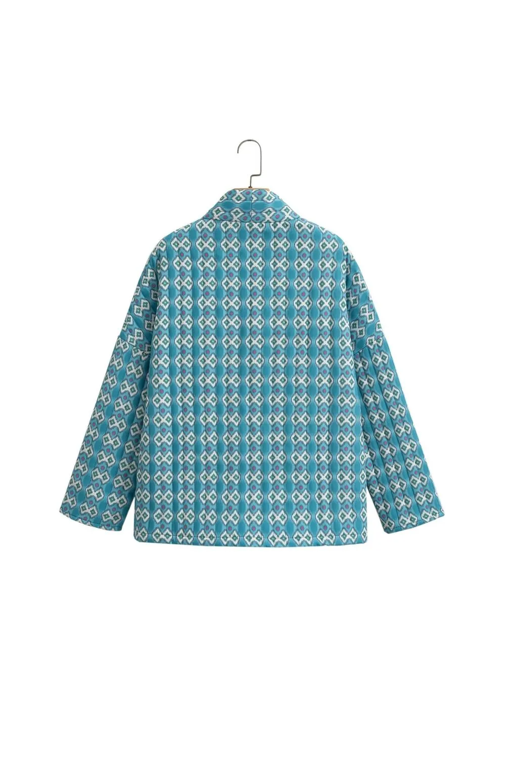 'Elizabeth' Printed Quilted Jacket Open Coat