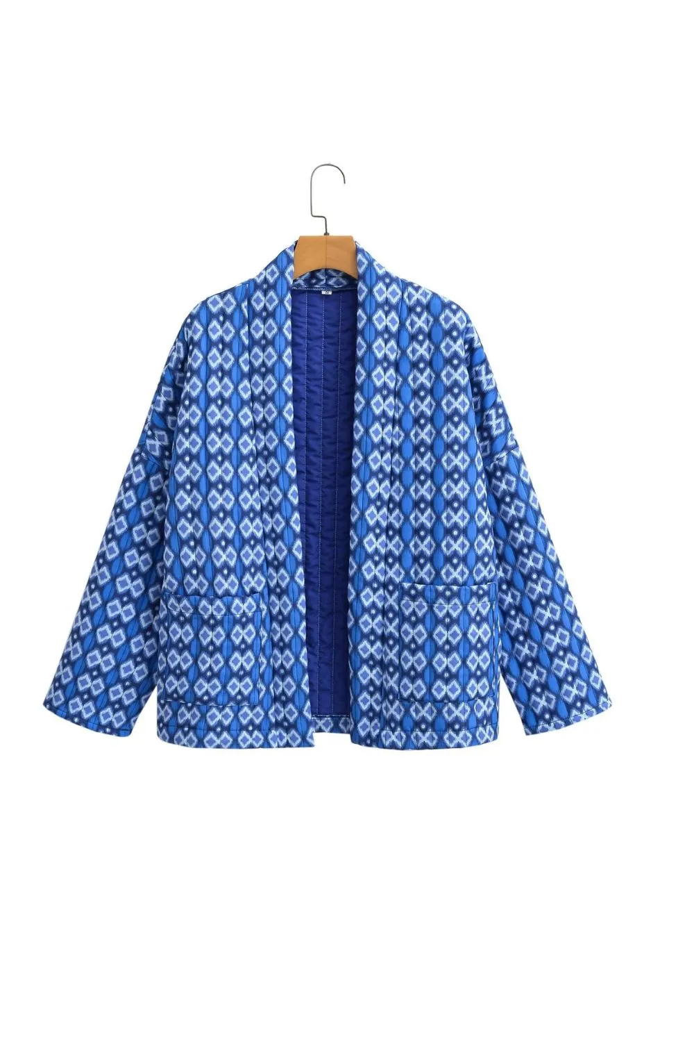 'Elizabeth' Printed Quilted Jacket Open Coat