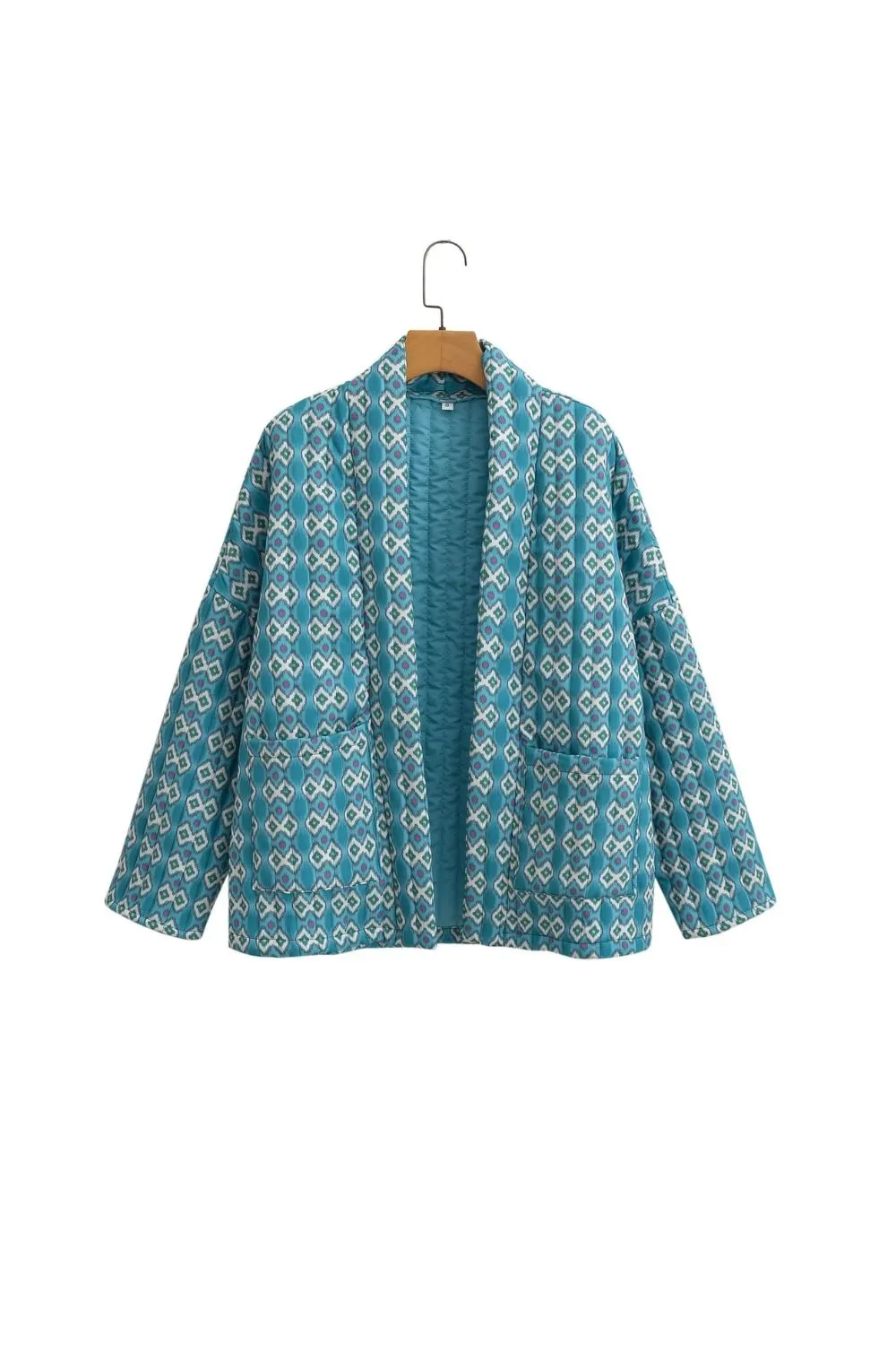 'Elizabeth' Printed Quilted Jacket Open Coat