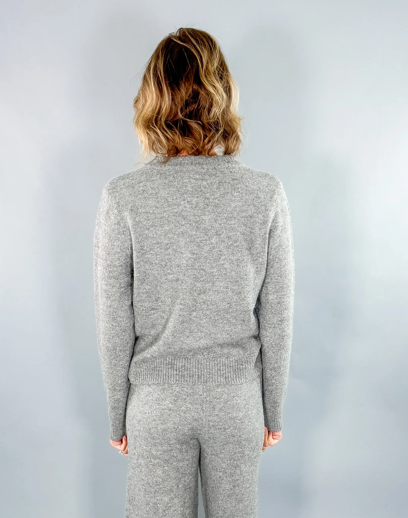 Ellie Cozy Grey Crew Neck Sweater