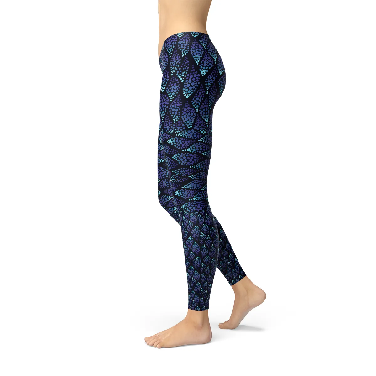 Enchanted Blue Mermaid Scale Leggings for Women