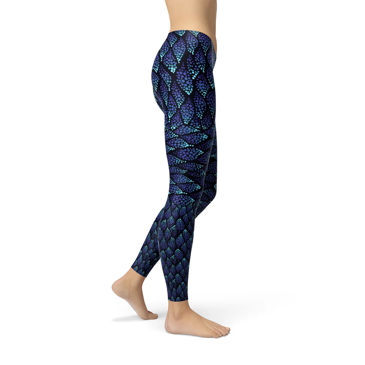 Enchanted Blue Mermaid Scale Leggings for Women