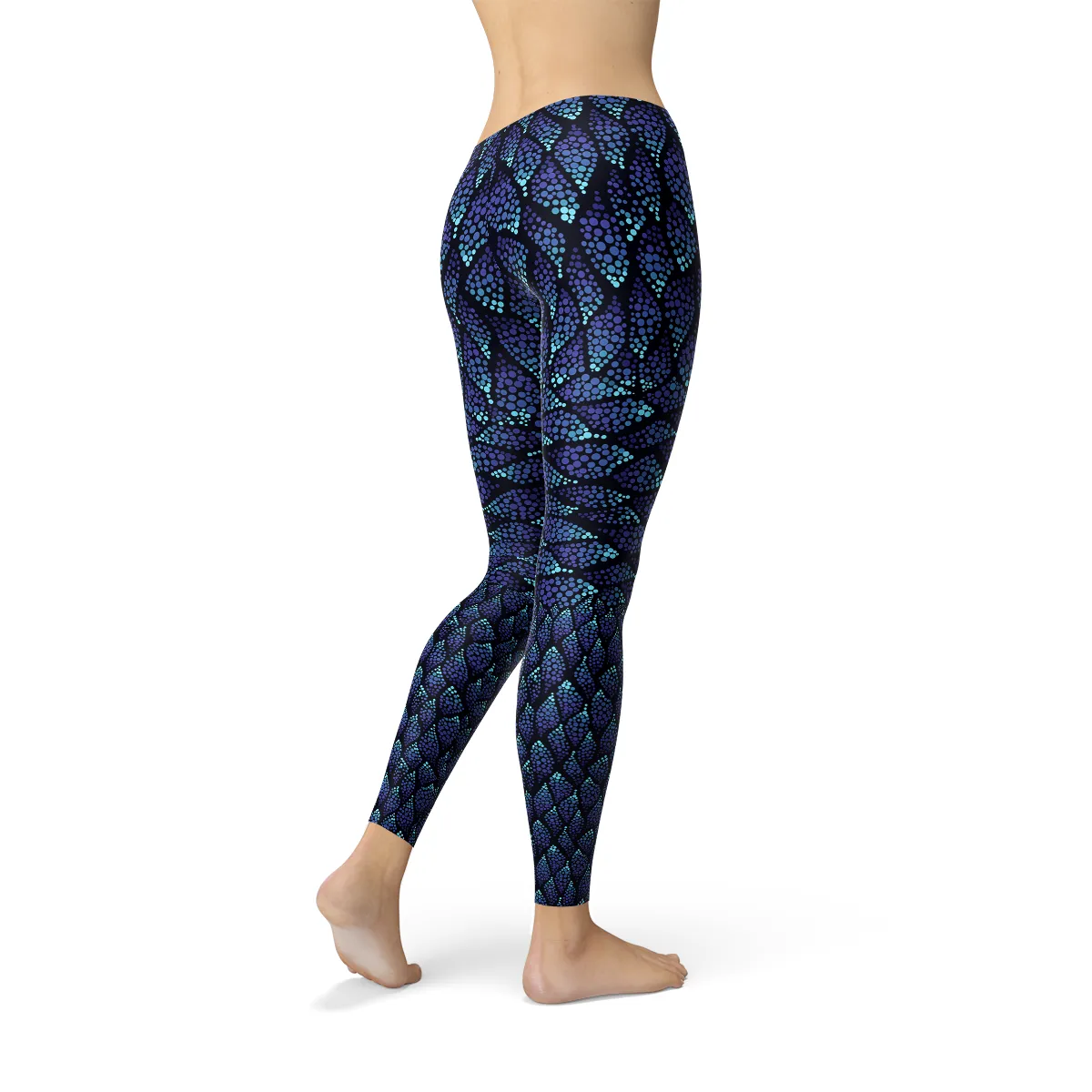 Enchanted Blue Mermaid Scale Leggings for Women