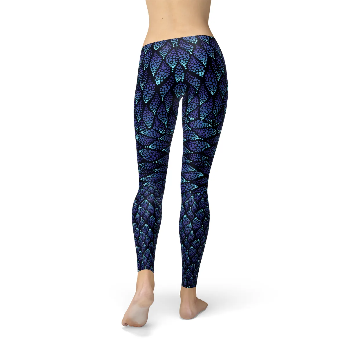 Enchanted Blue Mermaid Scale Leggings for Women