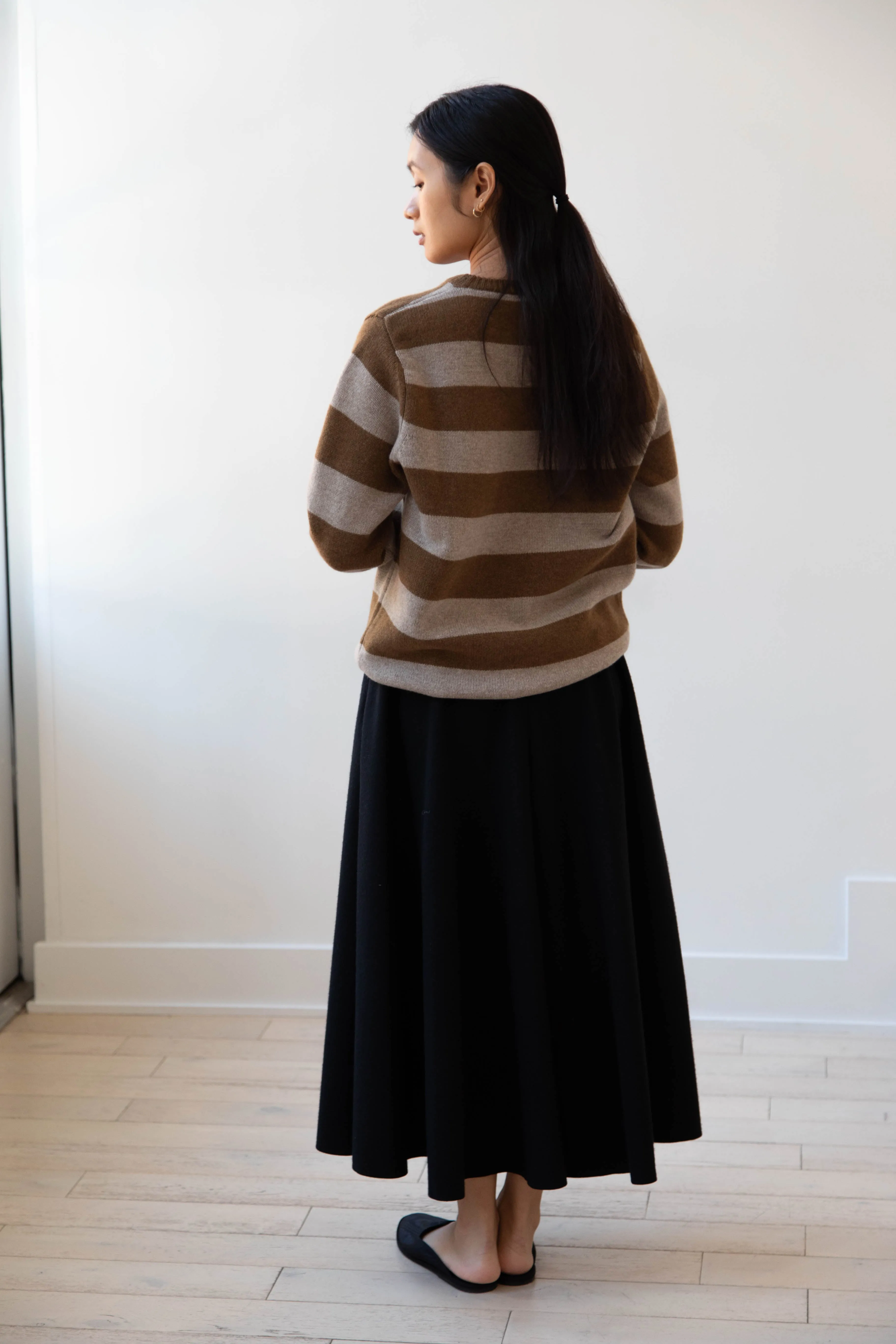 Evan Kinori | Striped Sweater in Dark Ochre & Oat