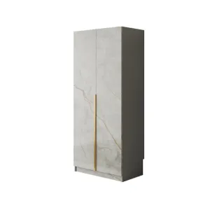 Exotic Designs 2 Door Wardrobe Grey & Gold