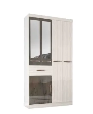 Exotic Designs 5 Door Wardrobe With Legs - Cocoa Brown & Natural Oak