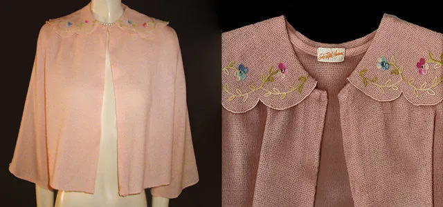 *EXQUISITE VINTAGE SAKS FIFTH AVENUE EMBROIDERED SPARKLING RHINESTONE SWEATER BED JACKET