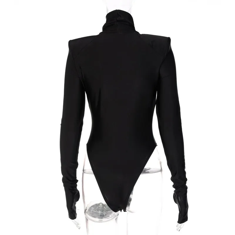 Fayvy Turtleneck Bodysuit with Padded Shoulders