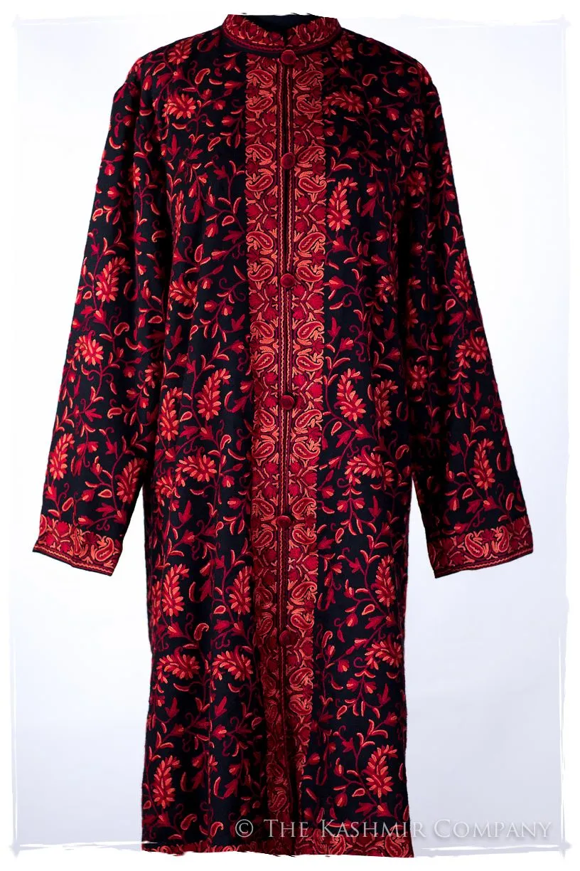 Française Nuances de Rougé Paisley Noir Wool Coat