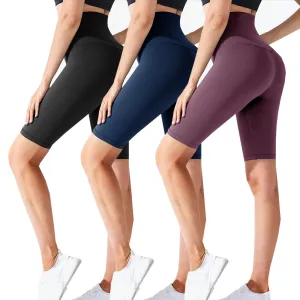 Fullsoft 3 Pack Biker Shorts Womens High Waisted Workout Running Athletic Shorts Leggings