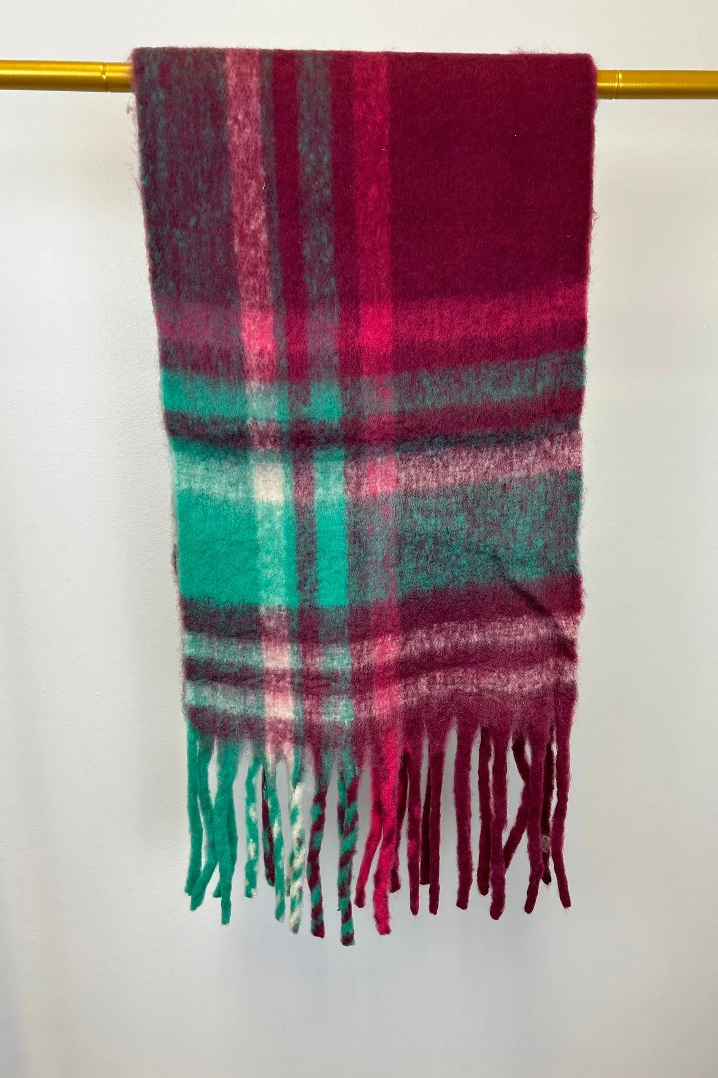 Fuzzy Madras Plaid Scarf