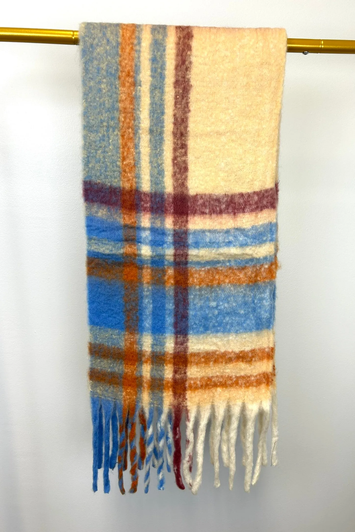 Fuzzy Madras Plaid Scarf