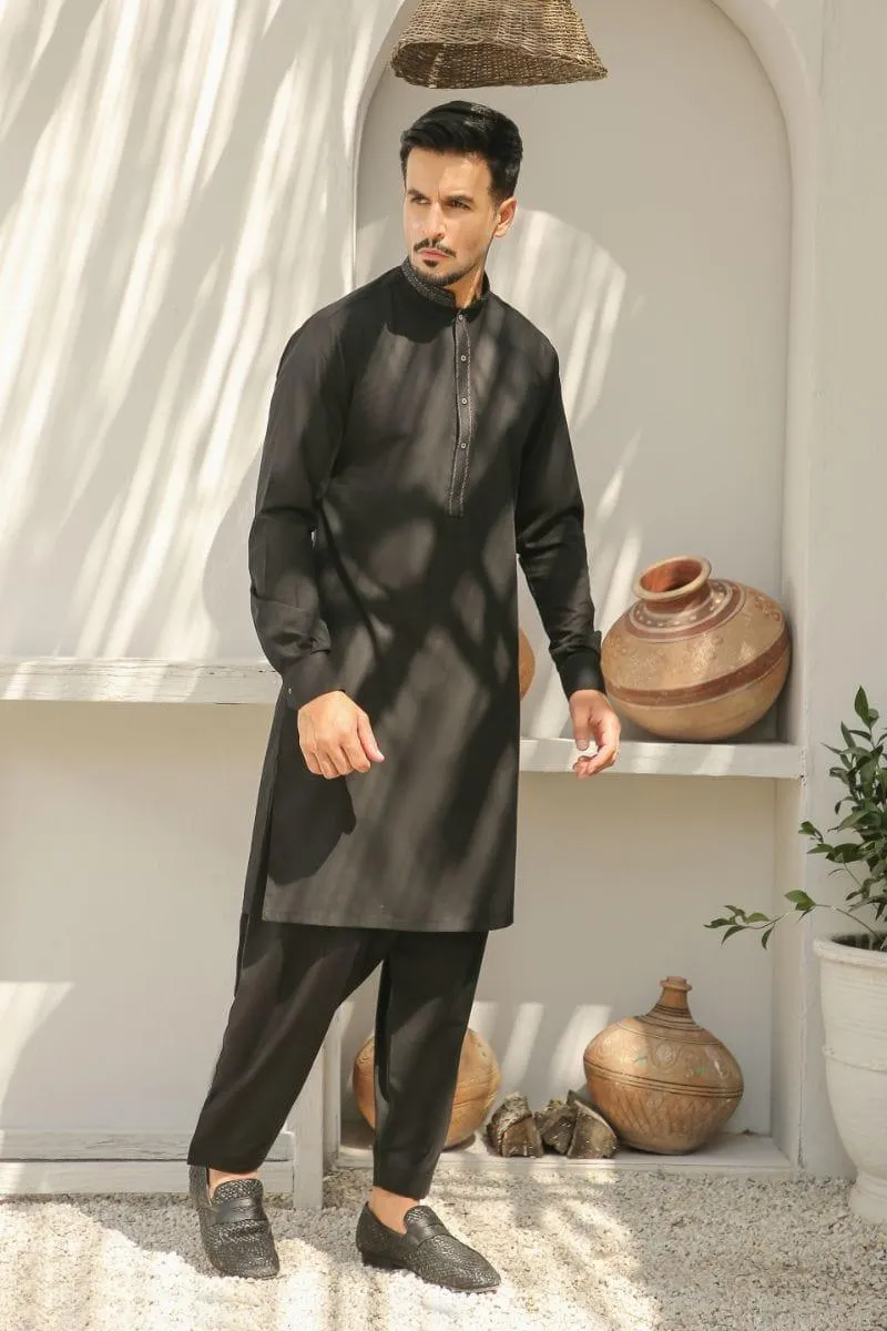 GEM GARMENTS - Qalb - Band Collar - Black - 2 Piece