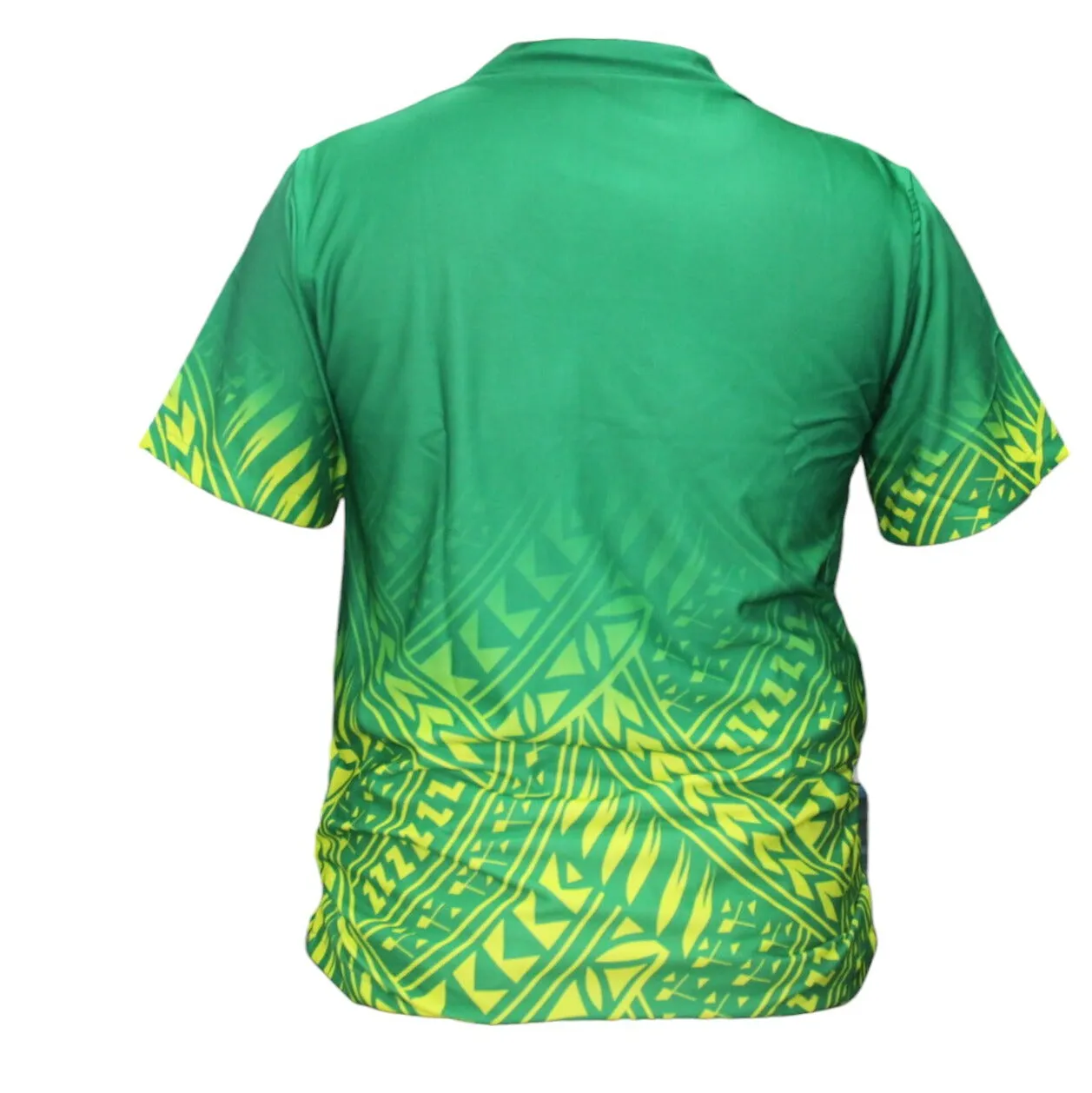 Green and Yellow Short Sleeve Polynesian Design Shirt