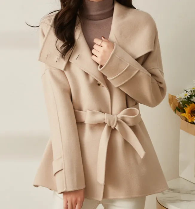 High Collar Women Wool Coat Jacket Winter Coat With Buttons/5231