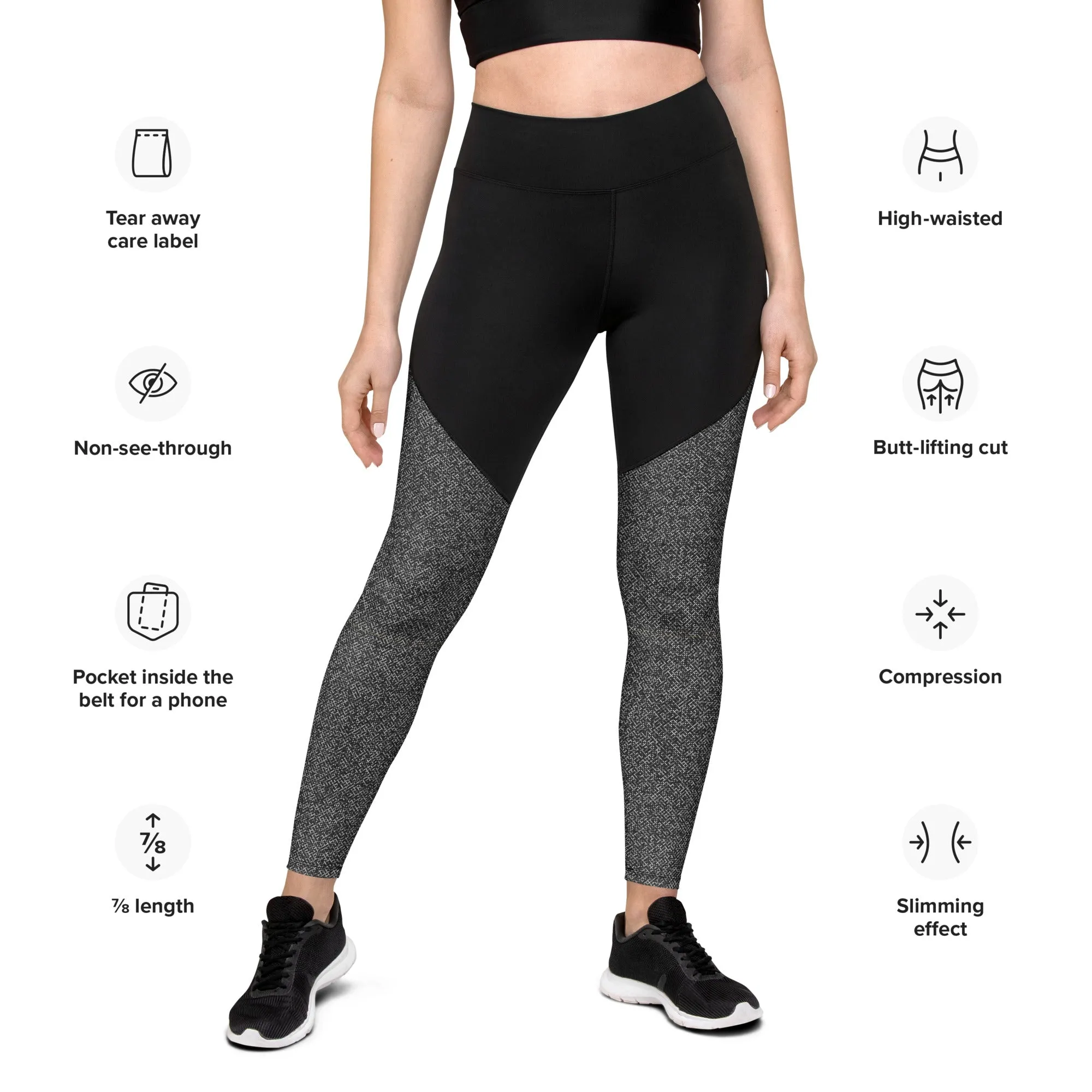 Humble Sportswear™ Pattens Grey Sports Compression Leggings