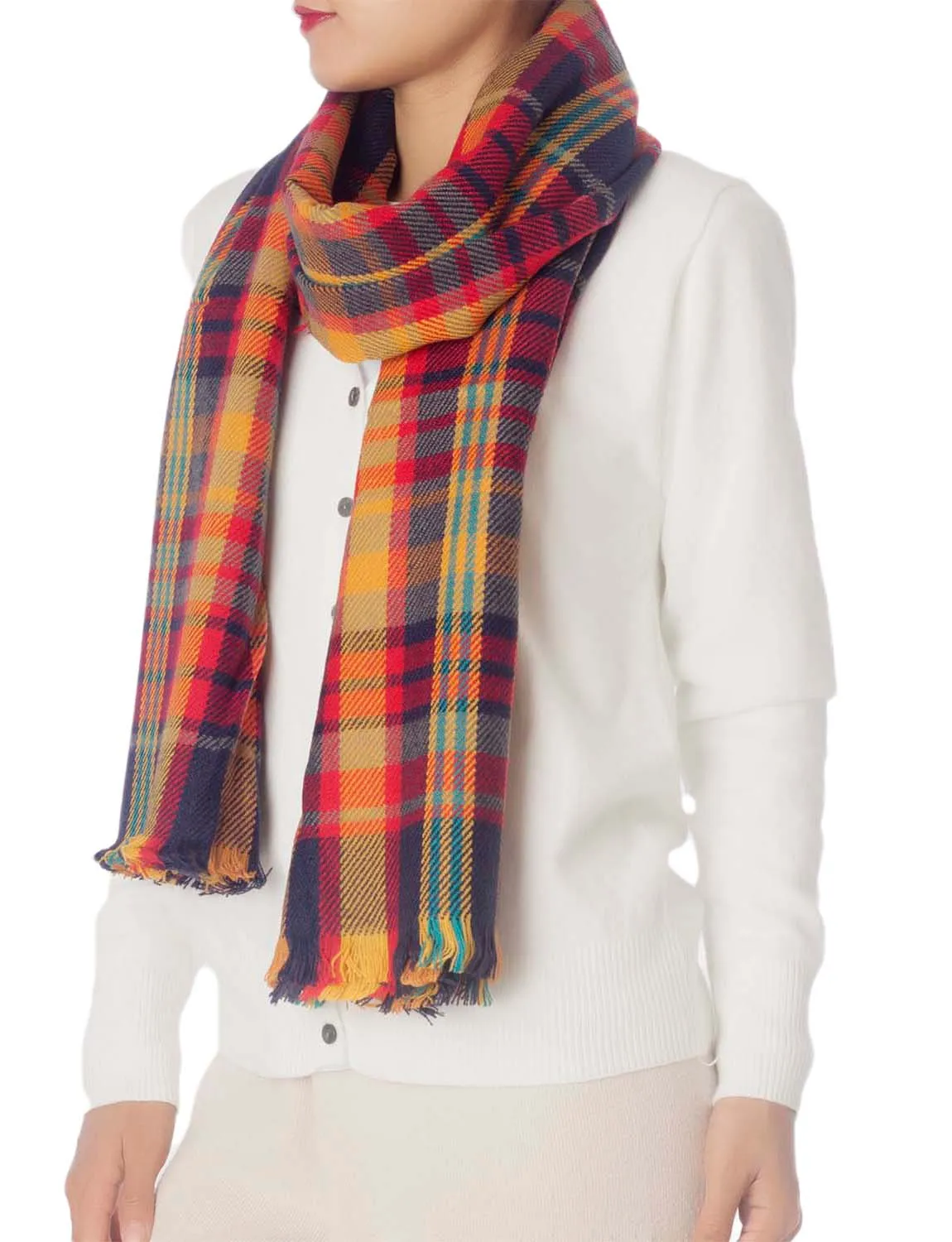 iB-iP Women's Warm Plaid Cute Long Female Large Tartan Wraps Scarf