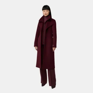 Ilana Slim-Fit Wool Coat With Bib Collar (Merlot)