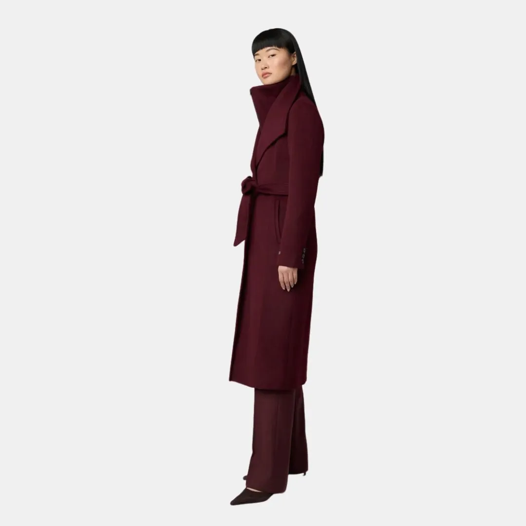 Ilana Slim-Fit Wool Coat With Bib Collar (Merlot)