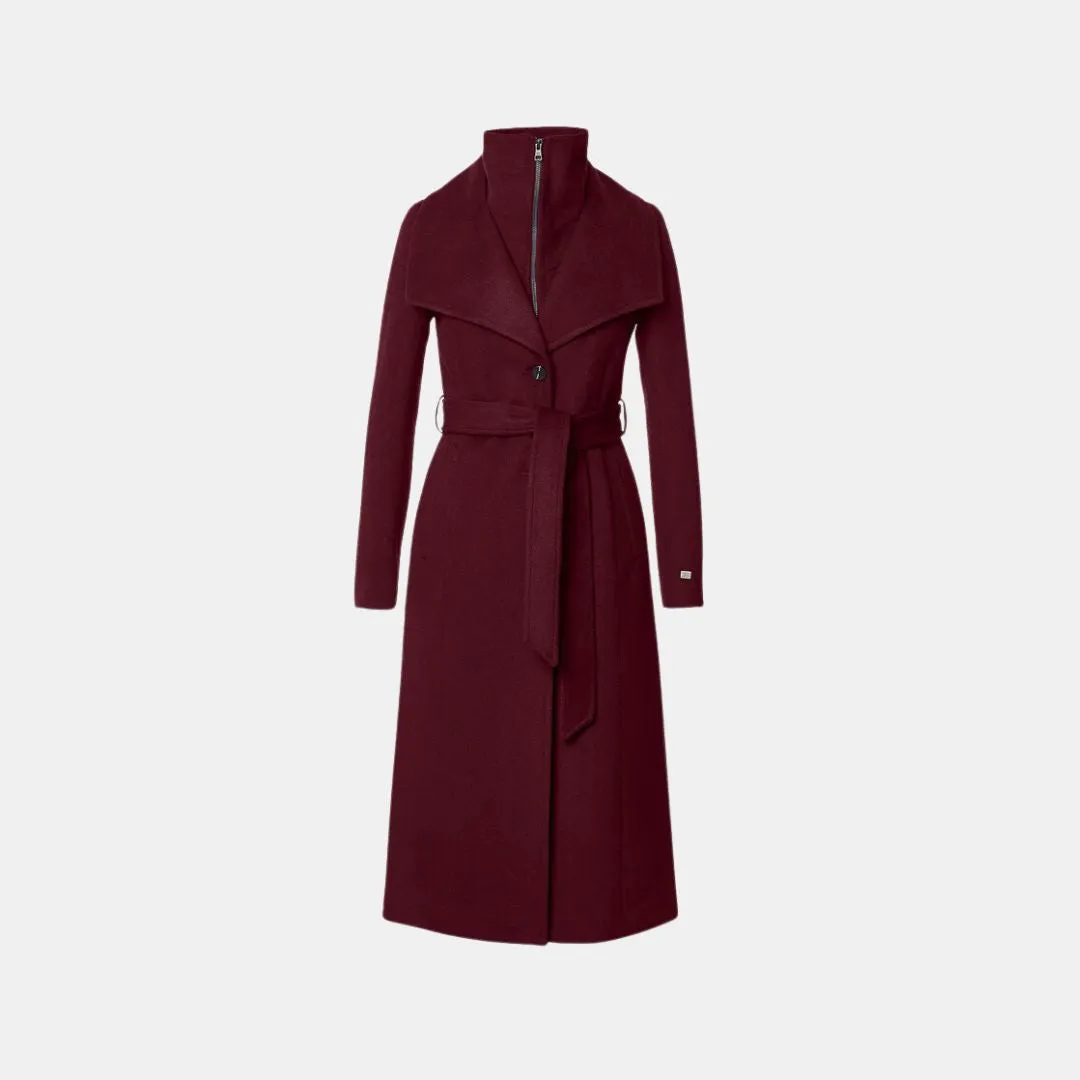 Ilana Slim-Fit Wool Coat With Bib Collar (Merlot)