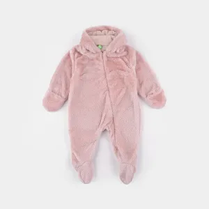 Infant Girls Sherpa Romper Fur-Pink