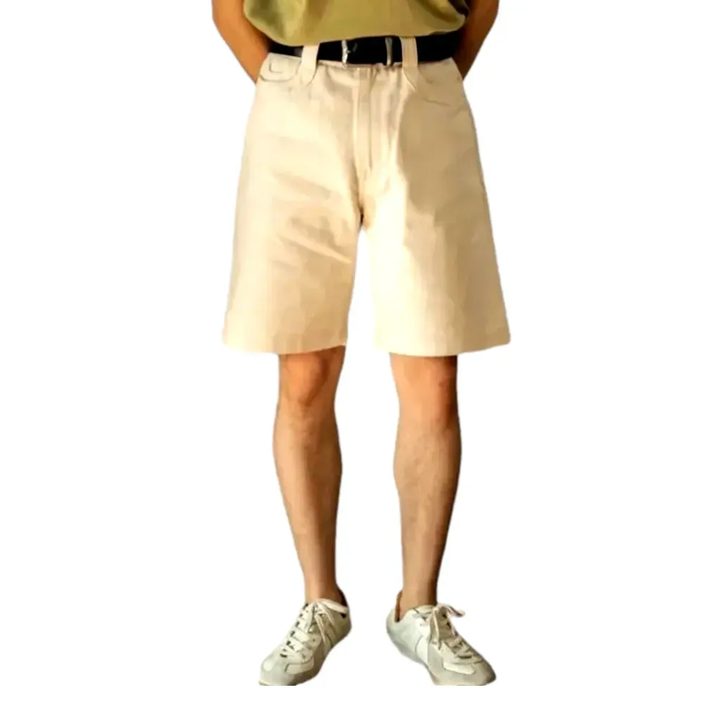 Ivory back-cinch men's denim shorts