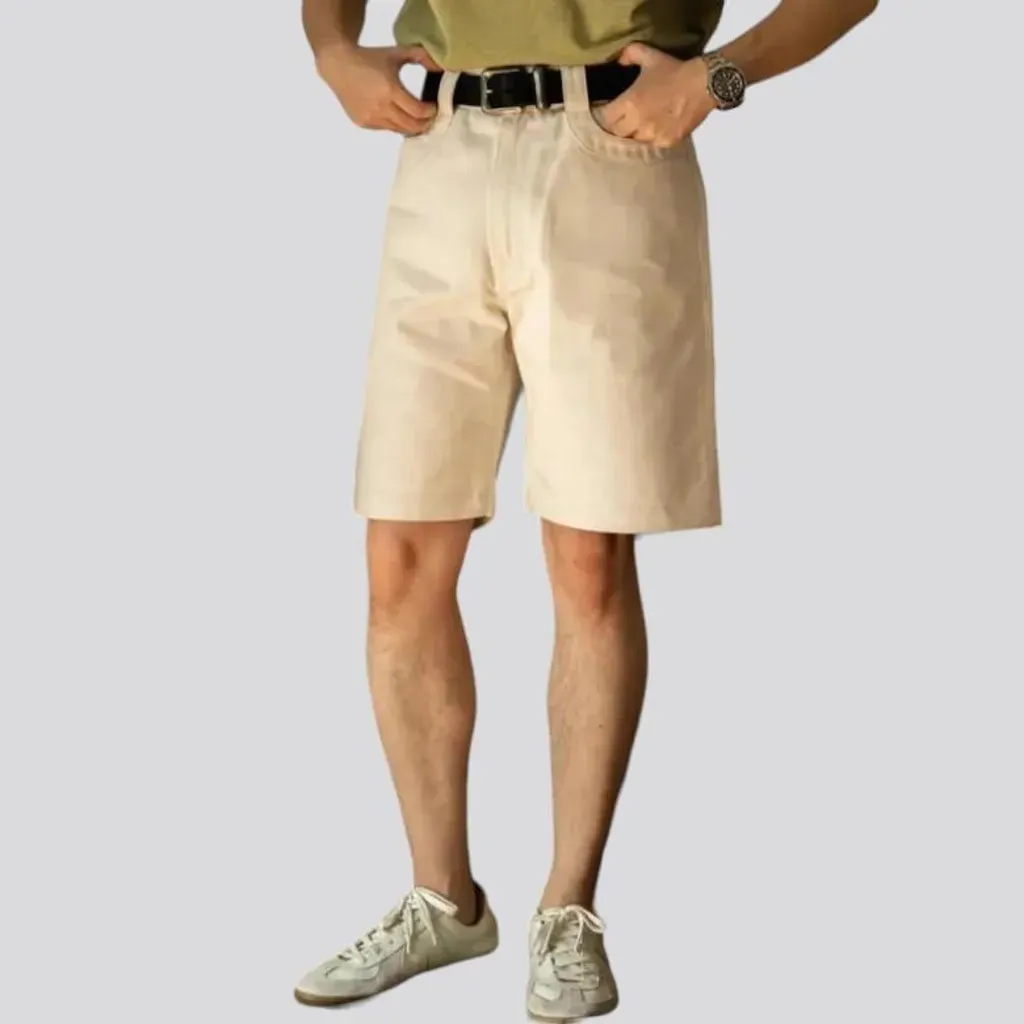 Ivory back-cinch men's denim shorts