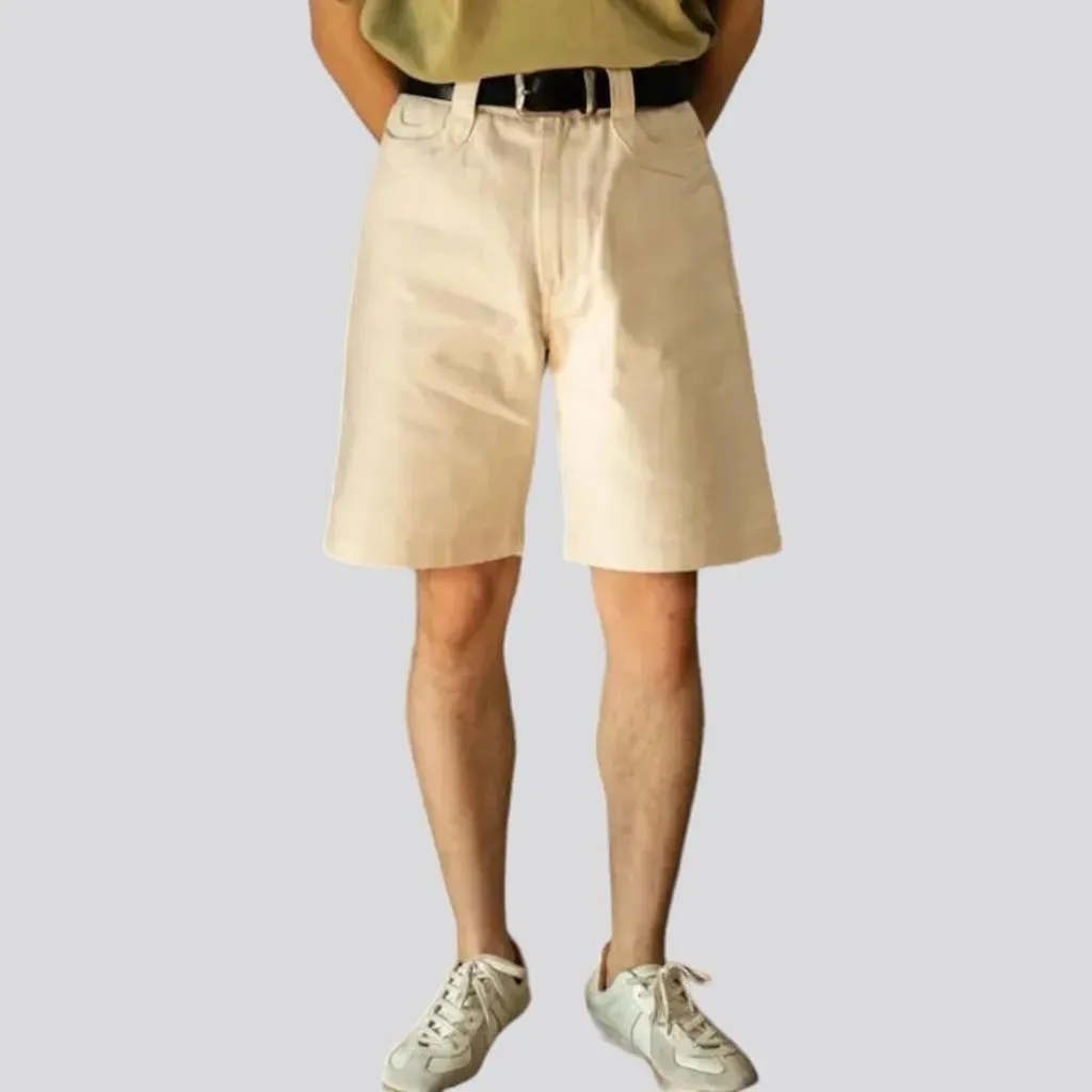 Ivory back-cinch men's denim shorts